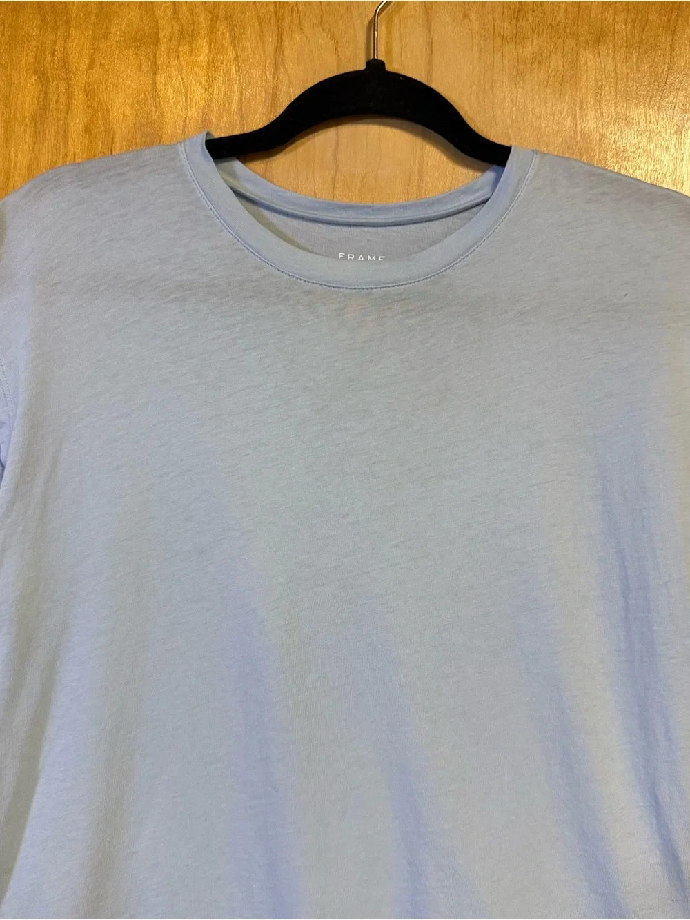 Frame Denim Le Mid Muscle Crew Light Blue Cotton Tee XS